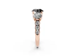 Fancy Black Round Cut Diamond Three-Stone Ring Set in Rose gold with Pavé Band