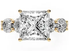 Princess Cut Diamond Five-Stone Prong Set Ring Set in Yellow gold with Classic Band