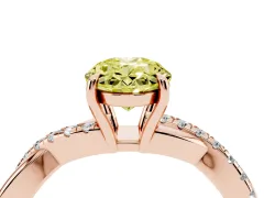 Fancy Yellow Oval Cut Diamond Twisted Pavé Band Ring Set in Rose gold with Prong Setting