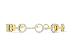 Round Diamond Circle Link Tennis Bracelet Set in Yellow gold with Pavé Setting