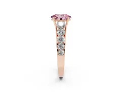 Fancy Pink Oval Cut Diamond Solitaire Ring Set in Rose gold with Pavé-Set Band and Prong Setting