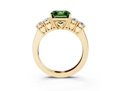 Fancy Green Asscher Cut Diamond Five-Stone Prong Set Band Ring Set in Yellow gold with Polished Band