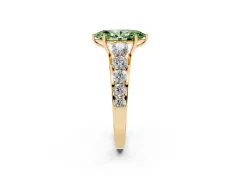 Fancy Green Marquise Cut Diamond Solitaire Ring Set in Yellow gold with Pavé-Set Band and Prong Setting