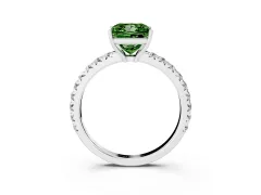 Fancy Green Princess Cut Diamond Pavé Solitaire Engagement Ring Set in Silver with Prong Setting