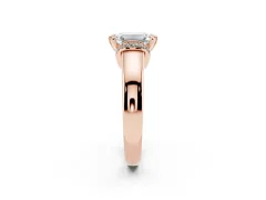 Emerald Cut Diamond Pavé Band Solitaire Ring Set in Rose gold with Prong Setting