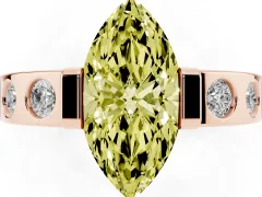 Fancy Yellow Marquise Cut Diamond Channel-Set Band Ring Set in Rose gold with Bezel Prong Setting