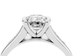 Emerald Cut Diamond Bezel-Set Solitaire Ring Set in Platinum with Channel-Set Band