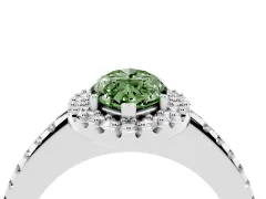Fancy Green Marquise Cut Diamond Pavé Halo Ring Set in Silver with Prong Setting