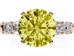Fancy Yellow Round Cut Diamond Five-Stone Prong Set Engagement Ring Set in Rose gold with Channel Band