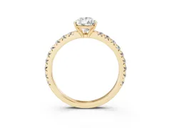 Pear Cut Diamond Pavé Solitaire Engagement Ring Set in Yellow gold with Prong Setting