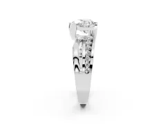Heart Cut Diamond Solitaire Ring Set in Platinum with Channel Set Split Shank and Tension Prongs