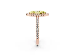 Fancy Yellow Marquise Cut Diamond Pavé Halo Ring Set in Rose gold with Prong Setting