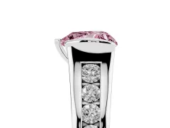 Fancy Pink Heart Cut Diamond Bezel-Set Solitaire Ring Set in Silver with Channel-Set Band