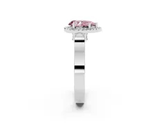 Fancy Pink Pear Cut Diamond Halo Ring Set in Platinum with Pavé-Lined Split Shank Band