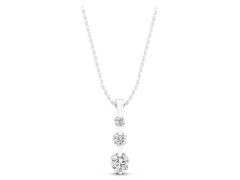 Three-Stone Round Diamond Linear Pendant Set in Silver with Prong Setting