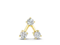 Three-Stone Round Diamond Triangle Pendant Set in Yellow gold with Prong Setting