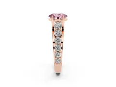 Fancy Pink Oval Cut Diamond Pavé Engagement Ring Set in Rose gold with Prong Setting