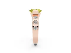 Fancy Yellow Oval Cut Diamond Channel-Set Band Ring Set in Rose gold with Bezel Prong Setting