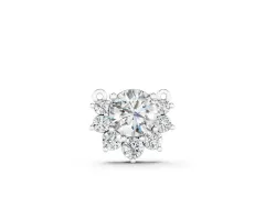 Round Cluster Diamond Pendant Set in Silver with Prong-Set Halo Ring
