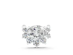 Oval Diamond Cluster Pendant Set in Silver with Prong-Set Round Accents