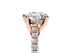 Heart Cut Diamond Solitaire Ring Set in Rose gold with Brilliant Pavé Band and Prong Setting