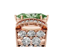 Fancy Green Marquise Cut Diamond Milgrain Halo Pavé Engagement Ring Set in Rose gold with Prong Setting