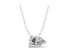 Radiant and Trillion Diamond Two-Stone Pendant Set in Silver with Prong Setting