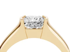 Princess Cut Diamond Bezel Solitaire Ring Set in Yellow gold with Wide Band