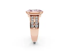 Fancy Pink Marquise Cut Diamond Wide Channel Set Band Ring Set in Rose gold with Bezel Setting