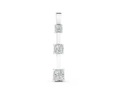 Three-Stone Princess Cut Pendant Set in White gold with Stacked Prong Setting