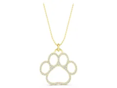 Pavé Round Diamond Paw Pendant Set in Yellow gold with Prong Setting
