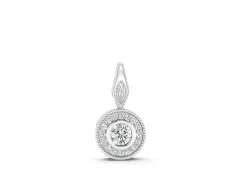 Round Halo Pendant Set in Silver with Bezel-Set Center