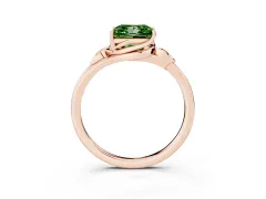 Fancy Green Princess Cut Diamond Solitaire Ring Set in Rose gold with Polished Twist Band