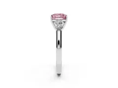 Fancy Pink Princess Cut Diamond Five-Stone Prong Set Band Ring Set in White gold with Polished Band