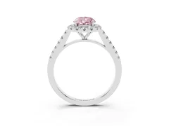 Fancy Pink Pear Cut Diamond Halo Pavé Engagement Ring Set in White gold with Prong Setting