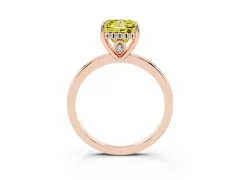 Fancy Yellow Princess Cut Diamond Solitaire Ring Set in Rose gold with Plain Band and Prong Setting