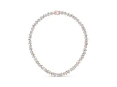 Mixed Shape Diamond Tennis Necklace Set in Rose gold with Round, Oval and Pear Stones