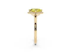 Fancy Yellow Princess Cut Diamond Halo Engagement Ring Set in Yellow gold with Pavé Band and Rising Shoulders