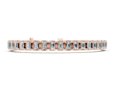 Emerald Cut Diamond Tennis Bracelet Set in Rose gold with Half Bezel Setting