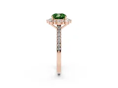 Fancy Green Cushion Cut Diamond Halo Ring Set in Rose gold with Pavé Band and Prong Setting