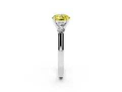 Fancy Yellow Round Cut Diamond Five-Stone Prong Set Band Ring Set in White gold with Polished Band
