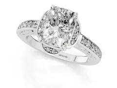 Radiant Cut Diamond Halo Ring Set in Silver with Channel Set Band and Prong Setting