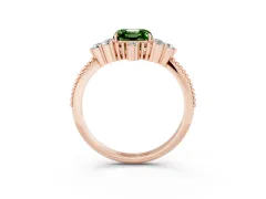 Fancy Green Asscher Cut Diamond Cluster Ring Set in Rose gold with Beaded Band