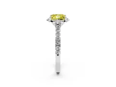 Fancy Yellow Princess Cut Diamond Solitaire Ring Set in Silver with Pavé Band and Floral Prong Setting