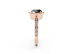 Fancy Black Round Cut Diamond Halo Engagement Ring Set in Rose gold with Accent Split Shank Band
