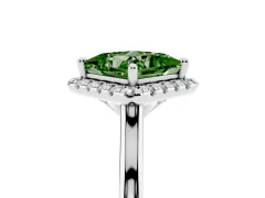 Fancy Green Princess Cut Diamond Halo Engagement Ring Set in Silver with Pavé Band and Rising Shoulders