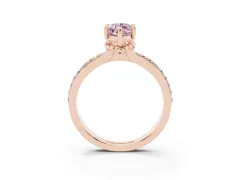 Fancy Pink Marquise Cut Diamond Solitaire Ring Set in Rose gold with Channel Set Band and Prong Setting