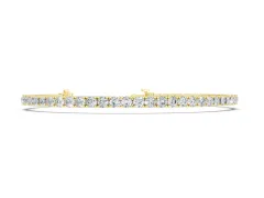 Round Diamond Continuous Line Tennis Bracelet Set in Yellow gold with Prong-Set Stones