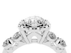Marquise Cut Diamond Floral Halo Ring Set in Platinum with Shared Prong Band