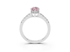 Fancy Pink Marquise Cut Diamond Solitaire Engagement Ring Set in Silver with Pavé Band and Prong Setting